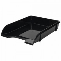 Лоток горизонтальный для бумаг BRAUBERG "Classic", 330х240х62 мм, черный, 237285