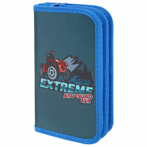 Пенал ЮНЛАНДИЯ, 2 отделения, полиэстер, 19х11 см, "Extreme", 271026 по низкой цене оптом 