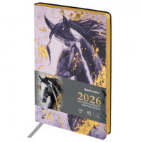 Ежедневник датированный 2026 А5 138x213мм BRAUBERG Vista, под кожу гибкий, Majestic horse, 117448