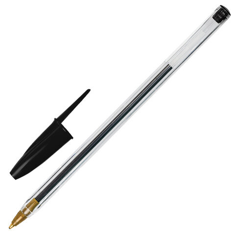 Ручка шариковая STAFF "Basic BP-01", письмо 750 метров, ЧЕРНАЯ, длина корпуса 14 см, узел 1 мм, 143737 по низкой цене оптом 