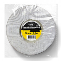 Клейкая лента бордюрная для ванны и кухни 38 мм х 3,2 м, белая, акриловая основа, WBZ, 700430