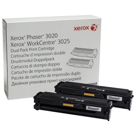 Картридж лазерный XEROX (106R03048) Phaser 3020/WC3025, оригинальный, ресурс 1500 стр., комплект 2 шт. по низкой цене оптом 