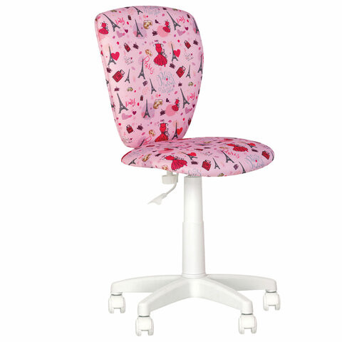 Кресло детское "POLLY GTS white" без подлокотников, розовое с рисунком