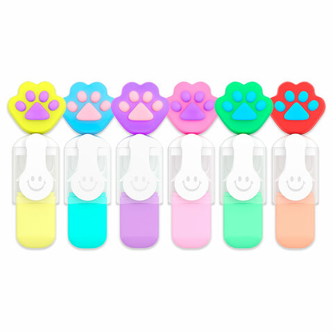 Набор текстовыделителей с топперами 6 ЦВЕТОВ ПАСТЕЛЬ, "ЛАПКИ", линия 1-4 мм, FUNSTER (ФАНСТЕР), 152650 по низкой цене оптом Набор текстовыделителей с топперами 6 ЦВЕТОВ ПАСТЕЛЬ, "ЛАПКИ", линия 1-4 мм, FUNSTER (ФАНСТЕР), 152650 по низкой цене оптом