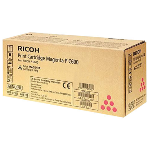 Тонер-картридж RICOH (408316) P C600, пурпурный, ресурс 12000 страниц, оригинальный по низкой цене оптом 