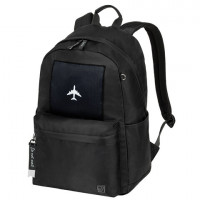 Рюкзак BRAUBERG FASHION CITY универсальный, карман-антивор, Airplane, черный, 44х31х1, 271675