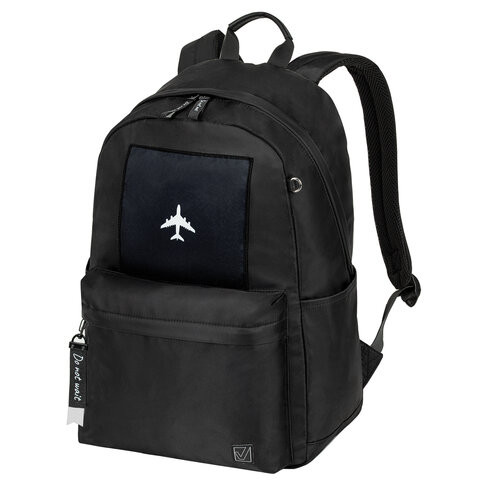 Рюкзак BRAUBERG FASHION CITY универсальный, карман-антивор, Airplane, черный, 44х31х1, 271675 по низкой цене оптом 