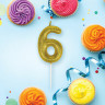 Свеча-цифра для торта "6" золотая с глиттером, 6 см, ЗОЛОТАЯ СКАЗКА, на шпажке, в блистере, 591419 по низкой цене оптом 