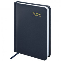 Ежедневник датированный 2026 МАЛЫЙ ФОРМАТ 100х150мм А6, BRAUBERG Select, балакрон, темно-синий, 117259