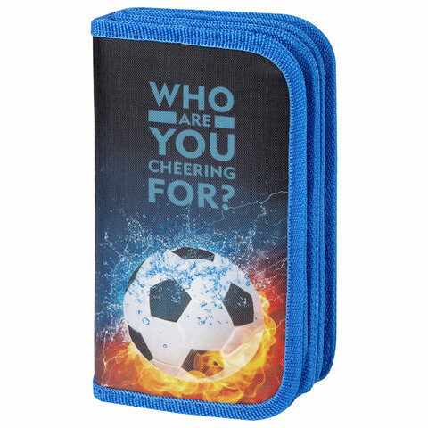 Пенал ЮНЛАНДИЯ, 3 отделения, полиэстер, 19х11 см, "Football power", 271030 по низкой цене оптом 
