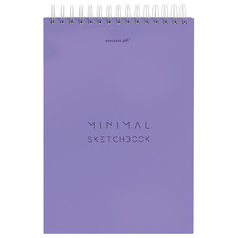 Скетчбук, белая бумага 100г/м2 140х201мм 60л, гребень, жёсткая подложка, BRAUBERG ART DEBUT, Minimal сиреневый, 116901 по низкой цене оптом 