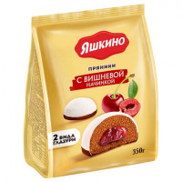Пряники ЯШКИНО в двойной глазури, с вишневой начинкой, 350 г, пакет, ЯП906