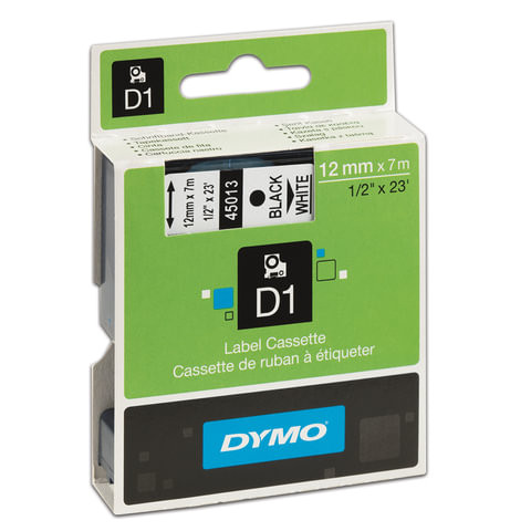 Картридж для принтеров этикеток DYMO D1, 12 мм х 7 м, лента пластиковая, чёрный шрифт, белый фон, S0720530 по низкой цене оптом Краснодар, Москва, Уфа, Казань, Барнаул, Владивосток, Хабаровск, Сахалин, Красноярск, Екатеренбург, 