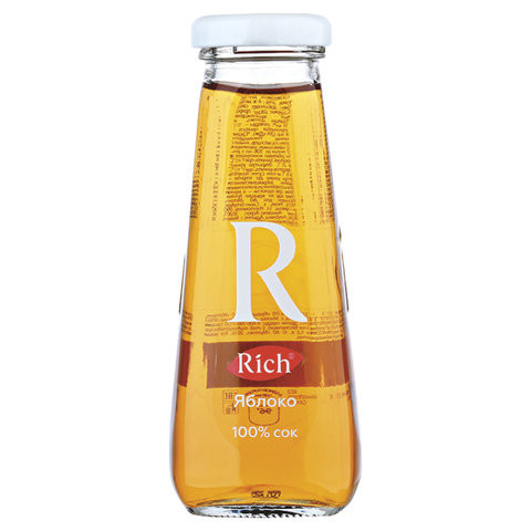 Сок RICH (Рич) 0,2 л, яблоко, подходит для детского питания, стеклянная бутылка, 1658301 по низкой цене оптом 
