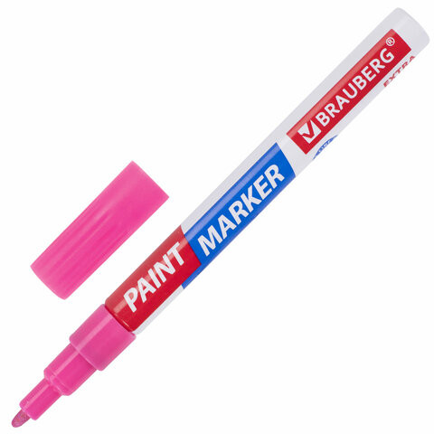 Маркер-краска лаковый EXTRA (paint marker) 2 мм, РОЗОВЫЙ, УЛУЧШЕННАЯ НИТРО-ОСНОВА, BRAUBERG, 151977 по низкой цене оптом Краснодар, Москва, Уфа, Казань, Барнаул, Владивосток, Хабаровск, Сахалин, Красноярск, Екатеренбург, 
