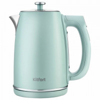 Чайник KITFORT КТ-6120-1, 1,7 л, 2200 Вт, закрытый нагревательный элемент, LED-дисплей, ТЕРМОРЕГУЛЯТОР, сталь, мятный