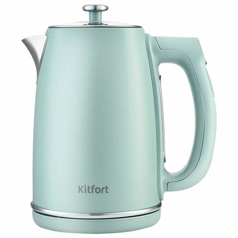 Чайник KITFORT КТ-6120-1, 1,7 л, 2200 Вт, закрытый нагревательный элемент, LED-дисплей, ТЕРМОРЕГУЛЯТОР, сталь, мятный по низкой цене оптом 