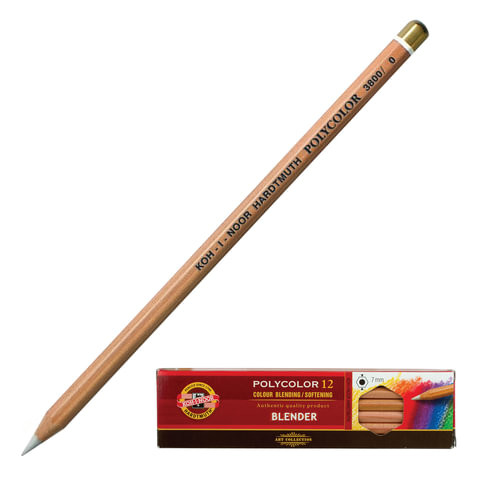 Карандаш-блендер KOH-I-NOOR, 1шт., "Polycolor", белый, 3,8 мм, мягкий, заточенный, 3800000001KS по низкой цене оптом 
