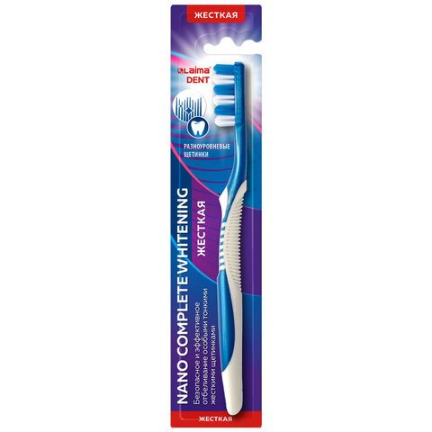 Зубная щетка жесткая, LAIMA DENT "Nano Complete WHITENING", безопасное отбеливание, 609317 по низкой цене оптом Зубная щетка жесткая, LAIMA DENT "Nano Complete WHITENING", безопасное отбеливание, 609317 по низкой цене оптом