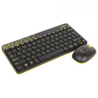 Набор беспроводной LOGITECH Wireless Combo MK240, клавиатура, мышь 2 кнопки + 1 колесо-кнопка, чёрно-жёлтый, 920-008213