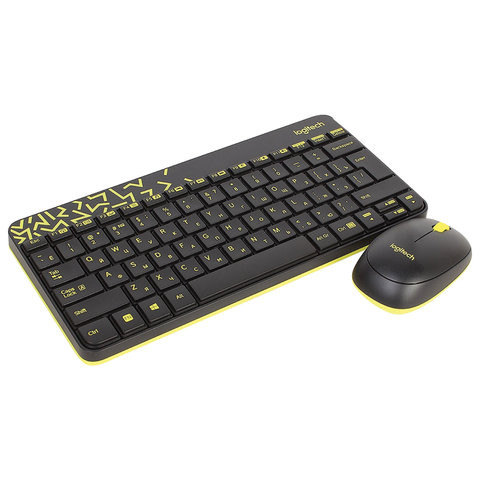 Набор беспроводной LOGITECH Wireless Combo MK240, клавиатура, мышь 2 кнопки + 1 колесо-кнопка, чёрно-жёлтый, 920-008213 по низкой цене оптом Краснодар, Москва, Уфа, Казань, Барнаул, Владивосток, Хабаровск, Сахалин, Красноярск, Екатеренбург, 