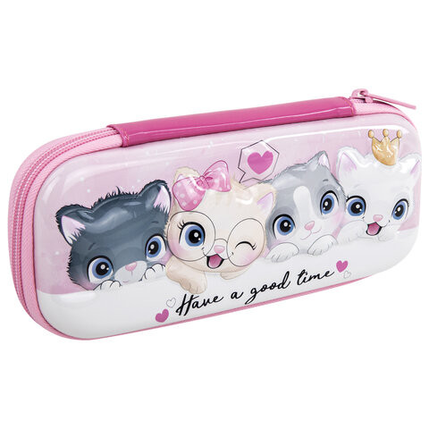 Пенал BRAUBERG, 1 отделение, 1 откидная планка, EVA 3D, 22х10х5 см, "Cats", 270700 по низкой цене оптом 