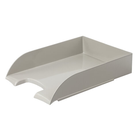 Лоток горизонтальный для бумаг BRAUBERG "Office style", 320х245х65 мм, серый, 237287 по низкой цене оптом 