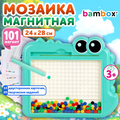 Мозаика магнитная развивающая для детей "Крокодил", стилус, 101 магнит, 10 карточек, BAMBOX, 665890 по низкой цене оптом 