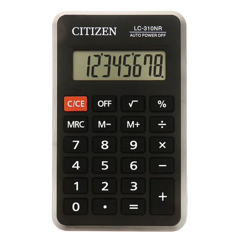 Калькулятор карманный CITIZEN LC310NR (114х69 мм), 8 разрядов, питание от батарейки, LC-310NR по низкой цене оптом 