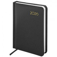Ежедневник датированный 2026 МАЛЫЙ ФОРМАТ 100х150мм А6, BRAUBERG Select, балакрон, черный, 117260