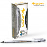 Ручка гелевая CROWN "Hi-Jell", ЧЕРНАЯ, корпус прозрачный, узел 0,5 мм, линия письма 0,35 мм, HJR-500B по низкой цене оптом 