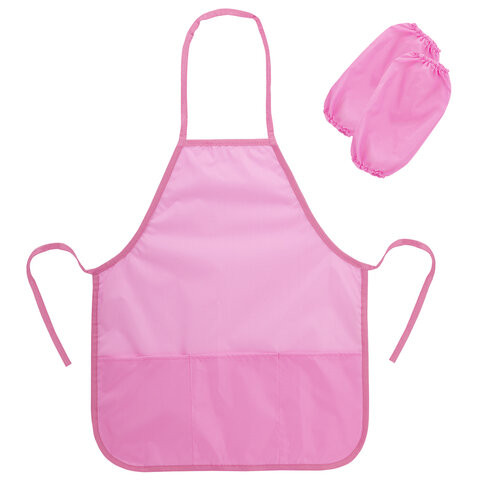 Фартук с нарукавниками для уроков труда ПИФАГОР, 3 кармана, стандартный размер, 44x55 см, розовый, 273757 по низкой цене оптом 