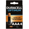 Батарейки КОМПЛЕКТ 4 шт., DURACELL Optimum, AAA (LR03, 24А), х30 мощность, алкалиновые, мизинчиковые, 5014062 по низкой цене оптом 