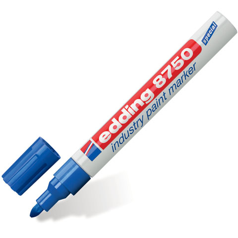 Маркер-краска лаковый (paint marker) EDDING "8750", СИНИЙ, 2-4 мм, круглый наконечник, алюминиевый корпус, E-8750/3 по низкой цене оптом Краснодар, Москва, Уфа, Казань, Барнаул, Владивосток, Хабаровск, Сахалин, Красноярск, Екатеренбург, 