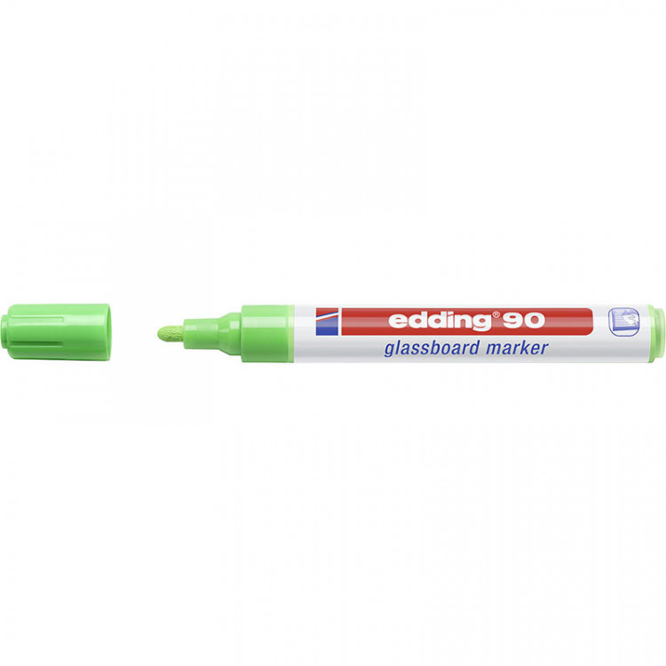 Маркер по стеклу edding 90, смываемый, круглый наконечник, светостойкий, 2-3 мм Салатовый по низкой цене оптом Краснодар, Москва, Уфа, Казань, Барнаул, Владивосток, Хабаровск, Сахалин, Красноярск, Екатеренбург, 