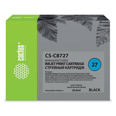 Картридж струйный CACTUS (CS-C8727) для HP Deskjet 3320/3520/5650/5850, черный по низкой цене оптом 