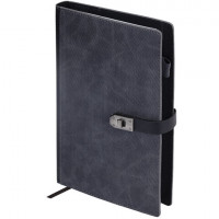 Ежедневник недатированный А5 152х220мм BRAUBERG "Sirius", под кожу, застежка 160л, черный, 116213