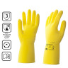 Перчатки латексные КЩС, прочные, хлопковое напыление, размер 8,5-9 L, большой, желтые, HQ Profiline, 73587