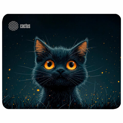Коврик для мыши CACTUS Black Cat 250x200x3мм, CS-MP-D09S по низкой цене оптом Краснодар, Москва, Уфа, Казань, Барнаул, Владивосток, Хабаровск, Сахалин, Красноярск, Екатеренбург, 