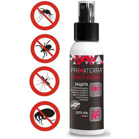 Спрей для кожи защитный 200мл PRIMATERRA INSECT INTENSE от клещей, комаров, слепней, по низкой цене оптом 