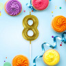 Свеча-цифра для торта "8" золотая с глиттером, 6 см, ЗОЛОТАЯ СКАЗКА, на шпажке, в блистере, 591421 по низкой цене оптом 