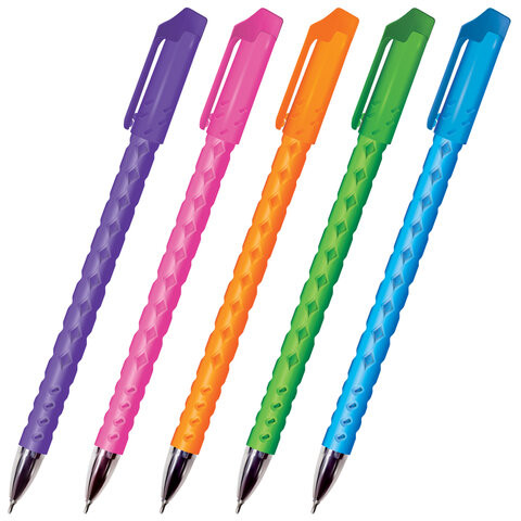 Ручка шариковая масляная BRAUBERG Orient Color, СИНЯЯ, корпус ассорти, В ДИСПЛЕЕ, игольчатый узел 0,7 мм, линия письма 0,35 мм, 143001 по низкой цене оптом 