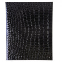 Тетрадь бумвинил А5 48л. скоба, офсет №1, клетка, ЧЕРНАЯ Metallic, тиснение CROCO, HATBER, 072232, 48Т5бвВ1