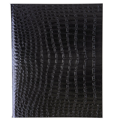 Тетрадь бумвинил А5 48л. скоба, офсет №1, клетка, ЧЕРНАЯ Metallic, тиснение CROCO, HATBER, 072232, 48Т5бвВ1 по низкой цене оптом 