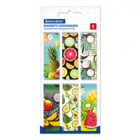 Закладки для книг МАГНИТНЫЕ, "FRUITS", набор 6 шт., 60x20 мм, BRAUBERG, 113160