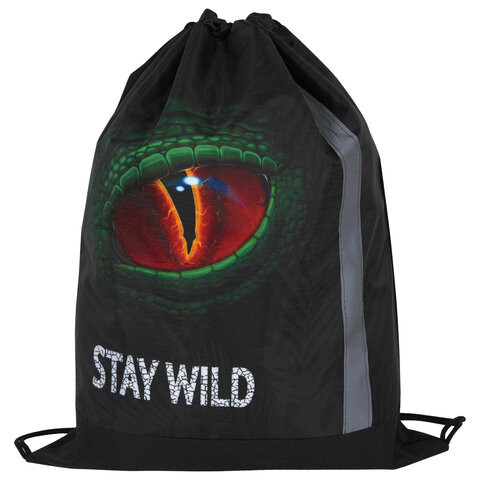 Мешок для обуви ЮНЛАНДИЯ, плотный, светоотражающая полоса, 46х36 см, "Stay wild", 270917 по низкой цене оптом 