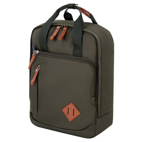 Рюкзак BRAUBERG FRIENDLY молодежный, хаки, 37х26х13 см, 270091 по низкой цене оптом Краснодар, Москва, Уфа, Казань, Барнаул, Владивосток, Хабаровск, Сахалин, Красноярск, Екатеренбург, 