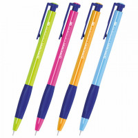 Ручка шариковая автоматическая BRAUBERG A-30 COLOR MIX "WRITING 3.0", СИНЯЯ, пишущий узел 0,5 мм, линия письма 0,25мм, 144341