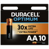 Батарейки КОМПЛЕКТ 10 шт., DURACELL Optimum, AA (LR6,15А), х30 мощность, алкалиновые, пальчиковые, 5014728 по низкой цене оптом 