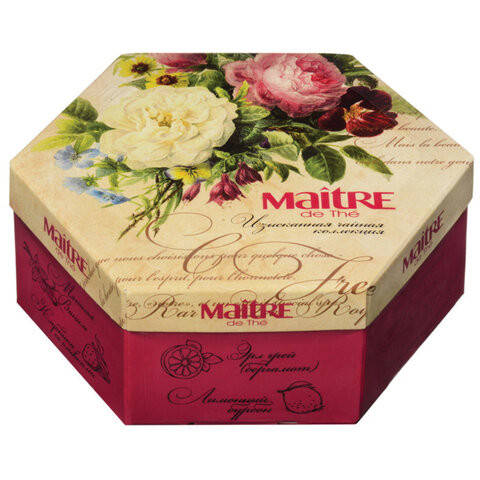 Чай MAITRE de The (Мэтр) "Цветы", АССОРТИ 12 вкусов, 60 пакетиков в конвертах, 120 г, баж 082 по низкой цене оптом 